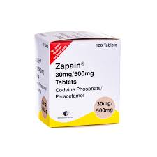 Zapain 30mg/500mg Tablets packaging for pain relief, available online in the UK.