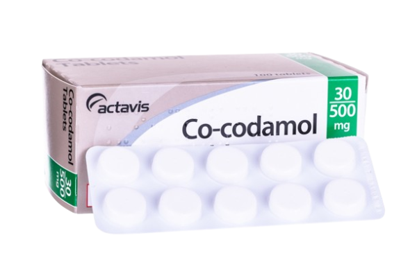 Chemist4U Co-codamol tablets for pain relief, containing paracetamol and codeine.